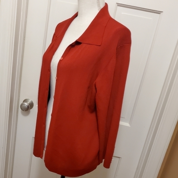 Due per Due Collection Dark Red Button Front Cardigan rayon/nylon Size Large - Picture 7 of 8